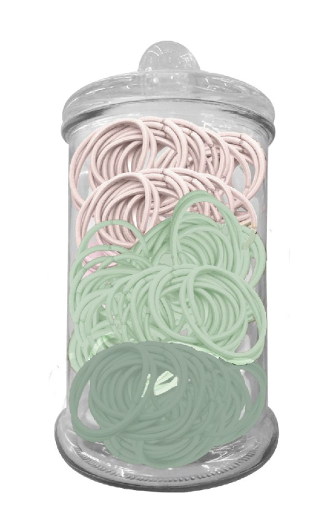 120 Hair ties - Sage Leaves Jar
