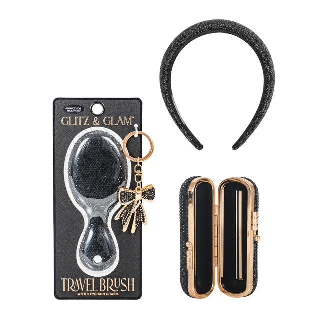 Glitz & Glam Travel Brush, Lipstick Case & Headband | Bundle