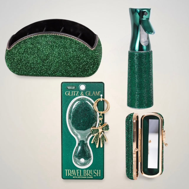 Glitz & Glam Travel Brush, Lipstick Case, Mist Bottle & MUB Holder | Bundle