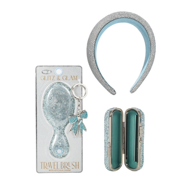 Glitz & Glam Travel Brush, Lipstick Case & Headband | Bundle