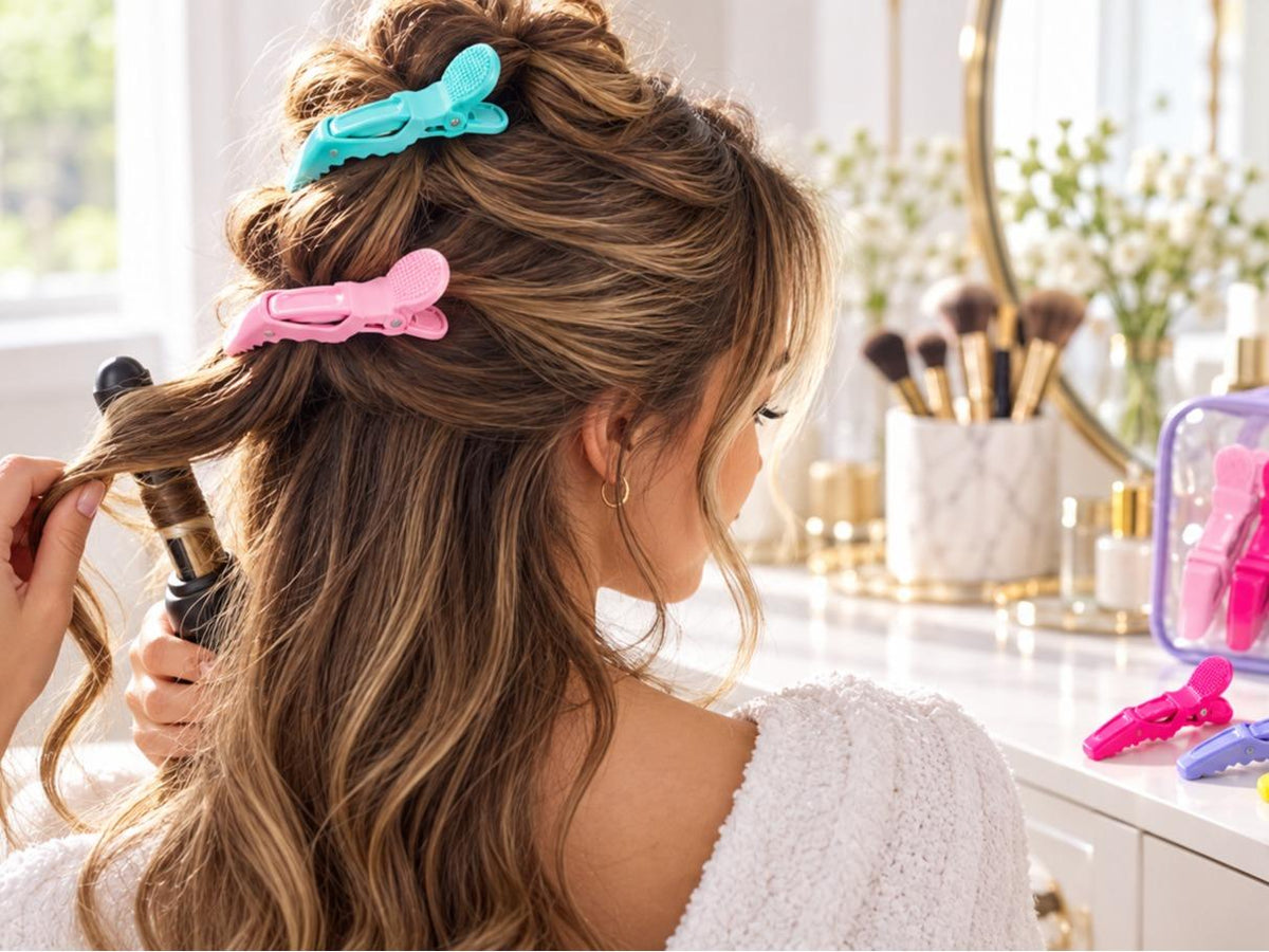 12-Pack Bright Sectioning Hair Clips with Storage Bag