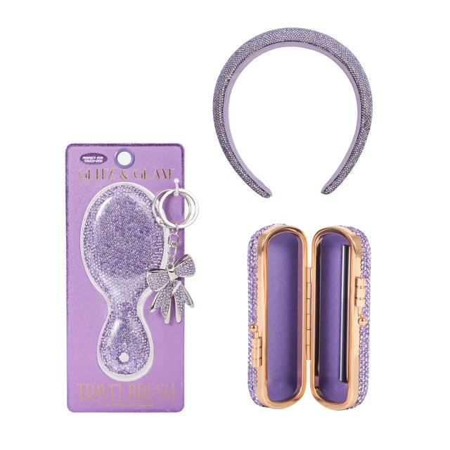 Glitz & Glam Travel Brush, Lipstick Case & Headband | Bundle
