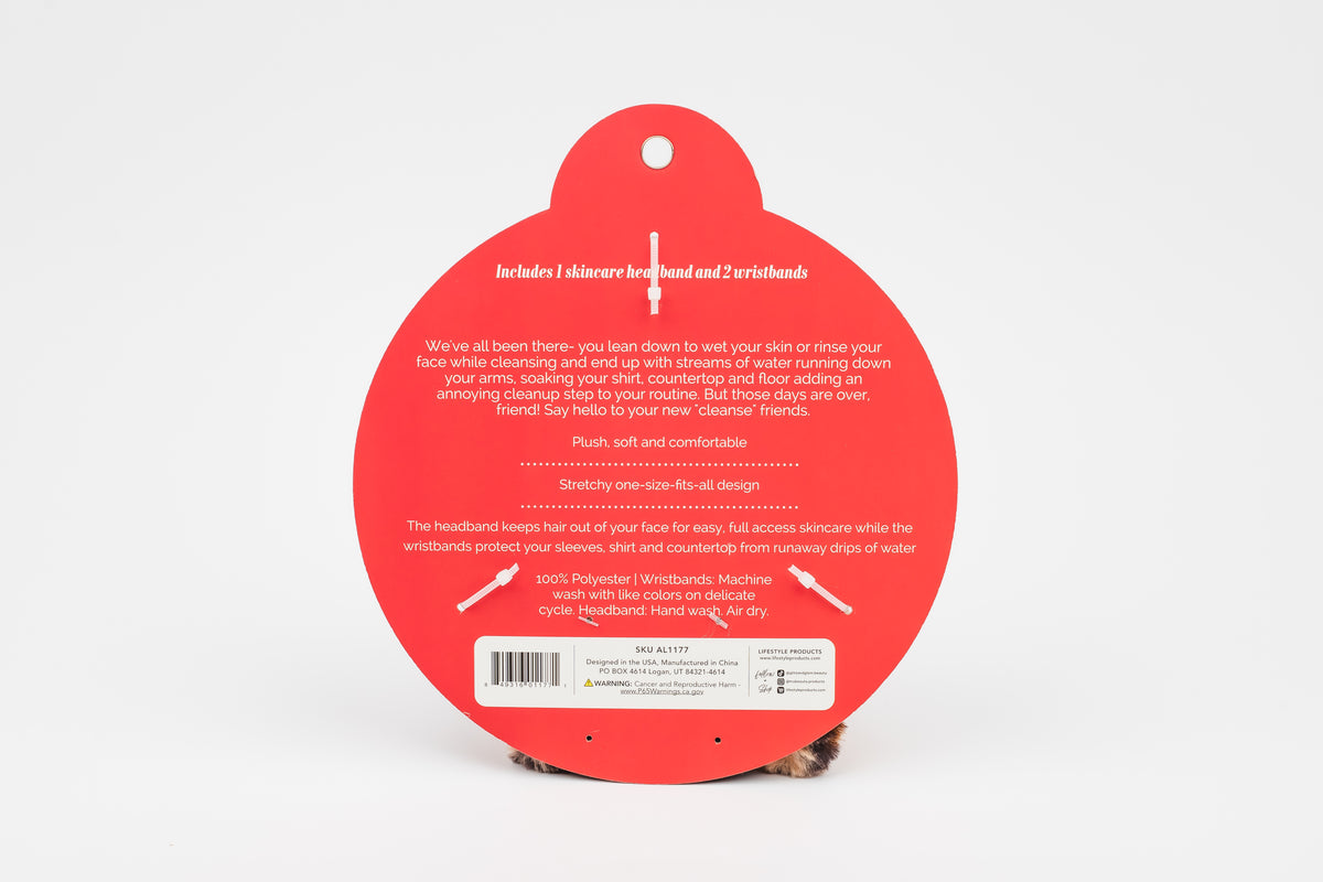 Back of Fluffy Leopard 3pc cleanse set packaging