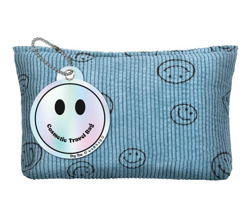Blue Smiley Cosmetic Bag
