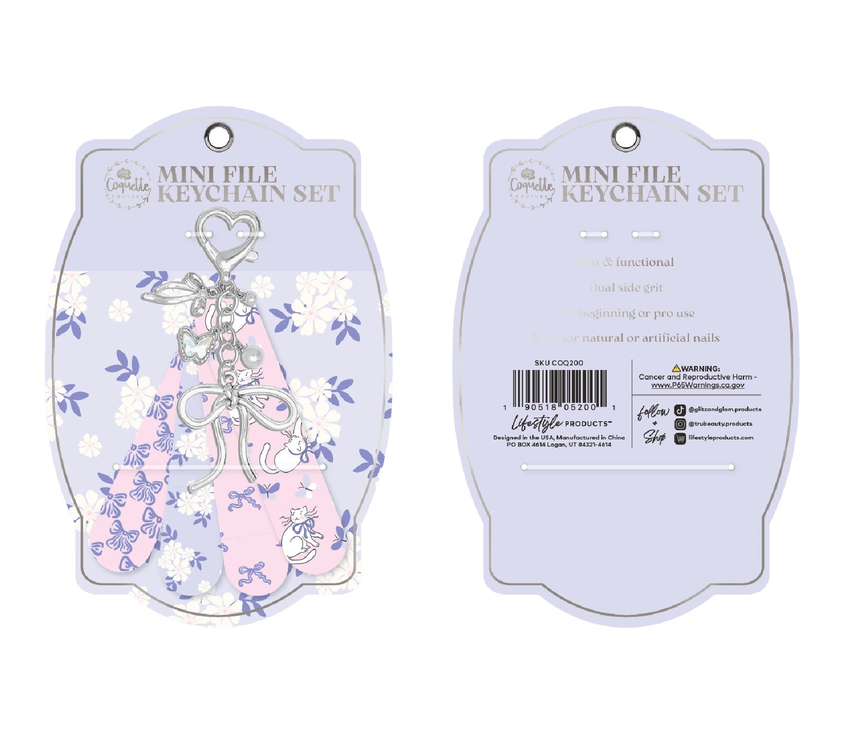 Mini nail file keychain set