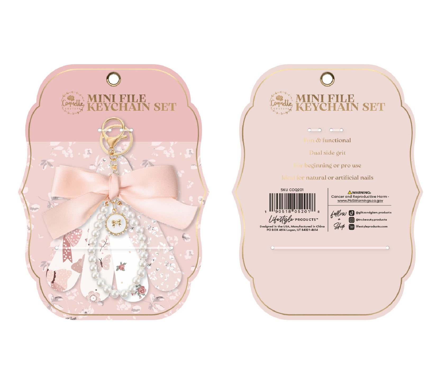 Mini nail file keychain set