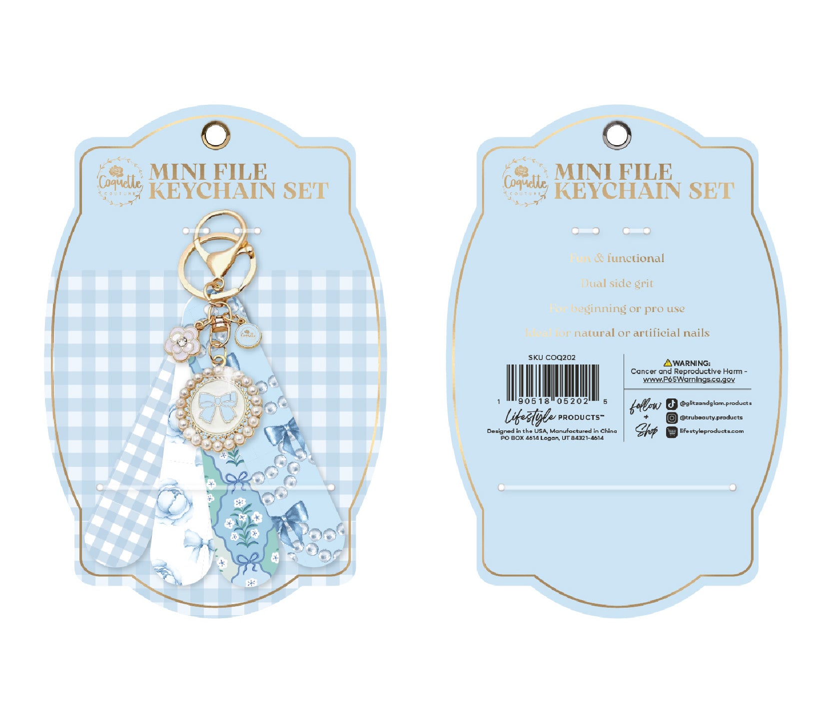 Mini nail file keychain set