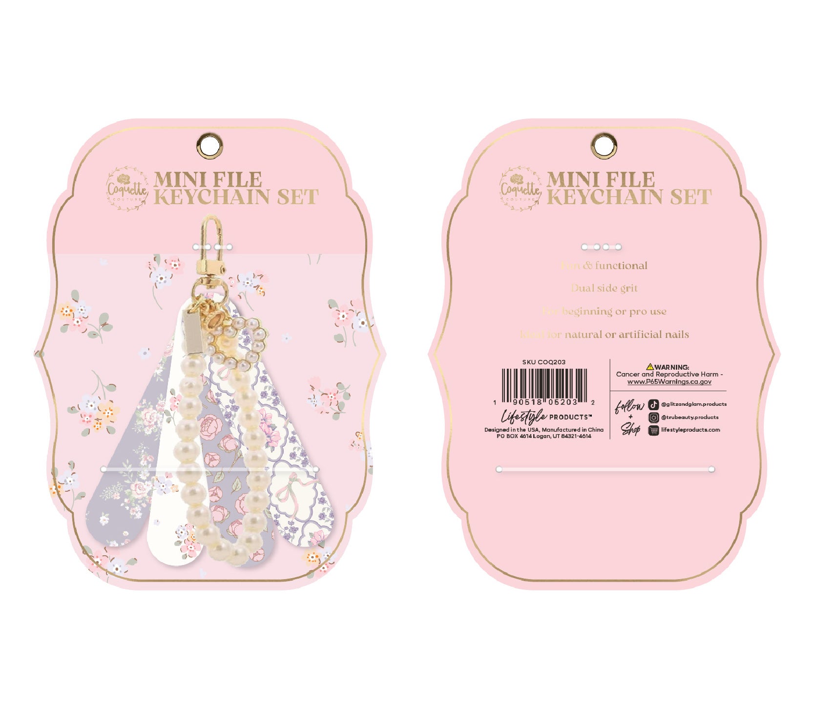 Mini nail file keychain set