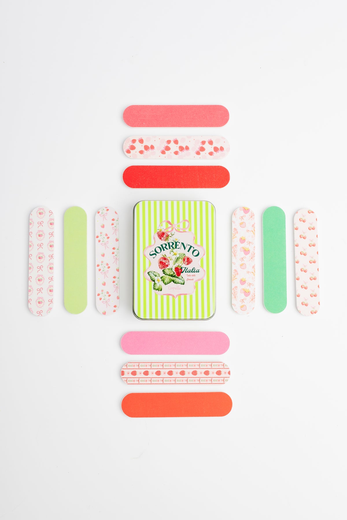 COQ5303 Sorrento tin surrounded by all 12 mini nail file designs