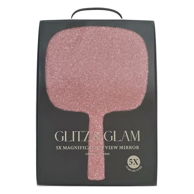 GLITZ & GLAM PINK BLING HANDHELD MIRROR | GG4324-DD