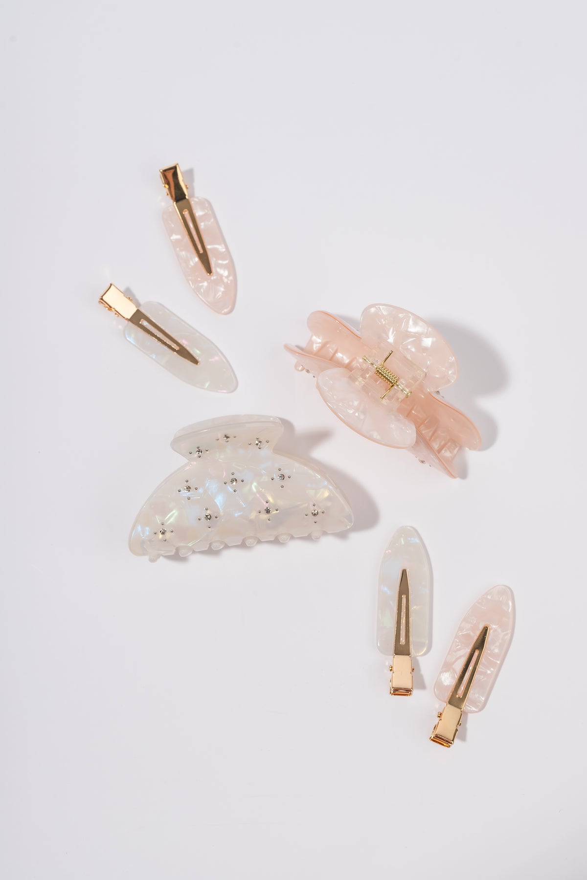 Glitz & Glam 6-Piece Claw and Dent-Free Hair Clip Set | Pink or Neutral