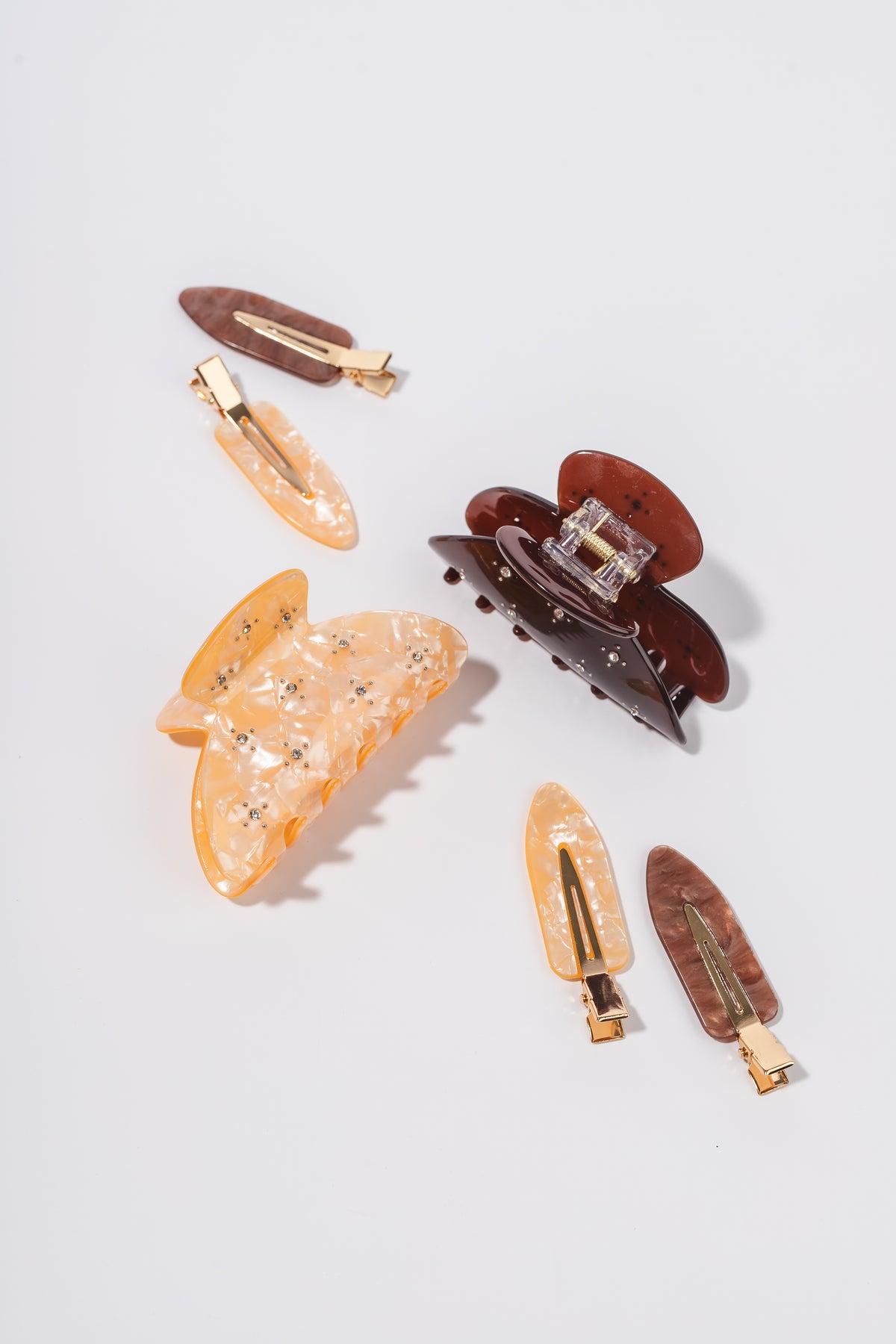 Glitz & Glam 6-Piece Claw and Dent-Free Hair Clip Set | Pink or Neutral