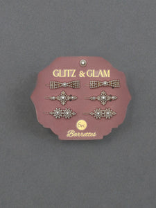 Glitz & Glam 6pc PEARLED OUT Hair Barrettes | GG4364