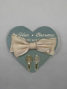 Glitz & Glam 3pc CHIFFON BOW & ROSE Barrettes | GG4366