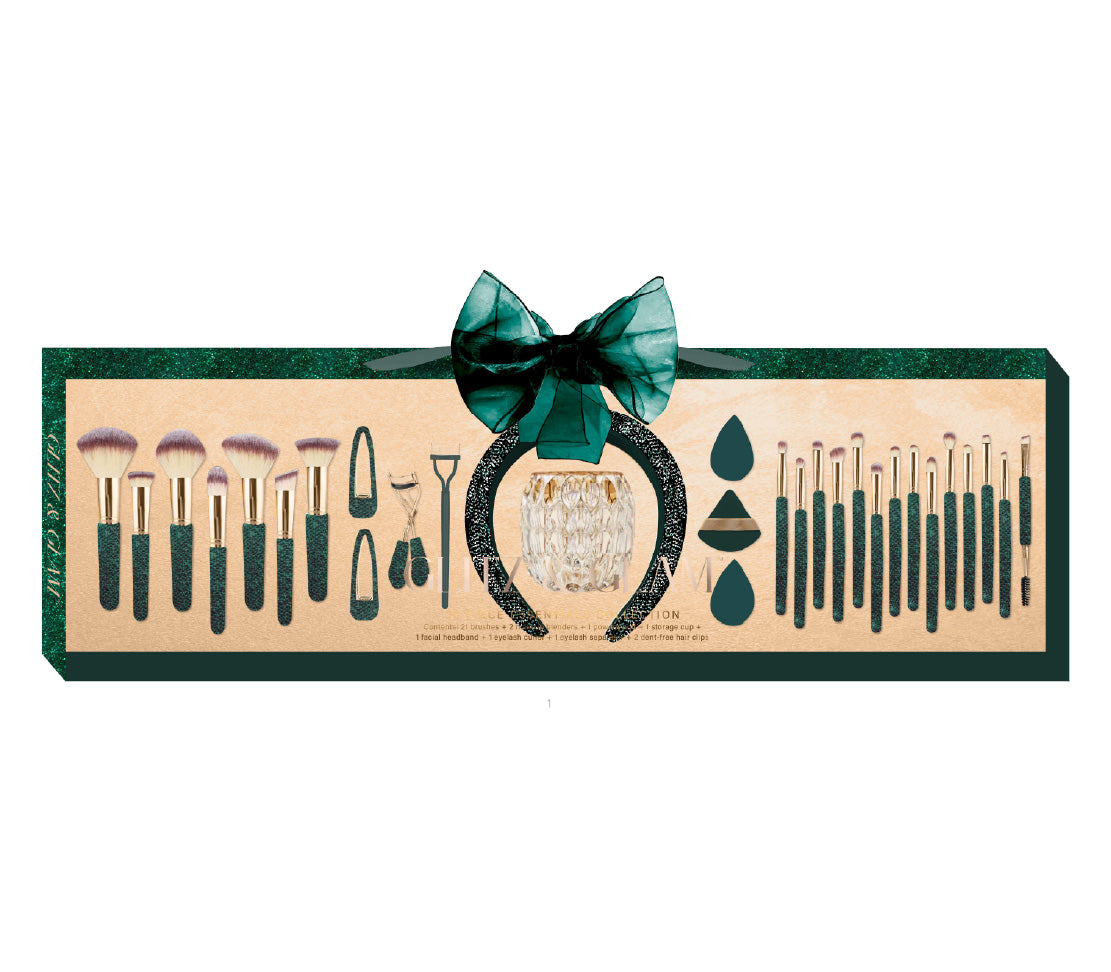PRE ORDER | EMERALD GREEN BLING Mega Glitz & Glam | 32pc Essentials Collection Brush Set | GG4585