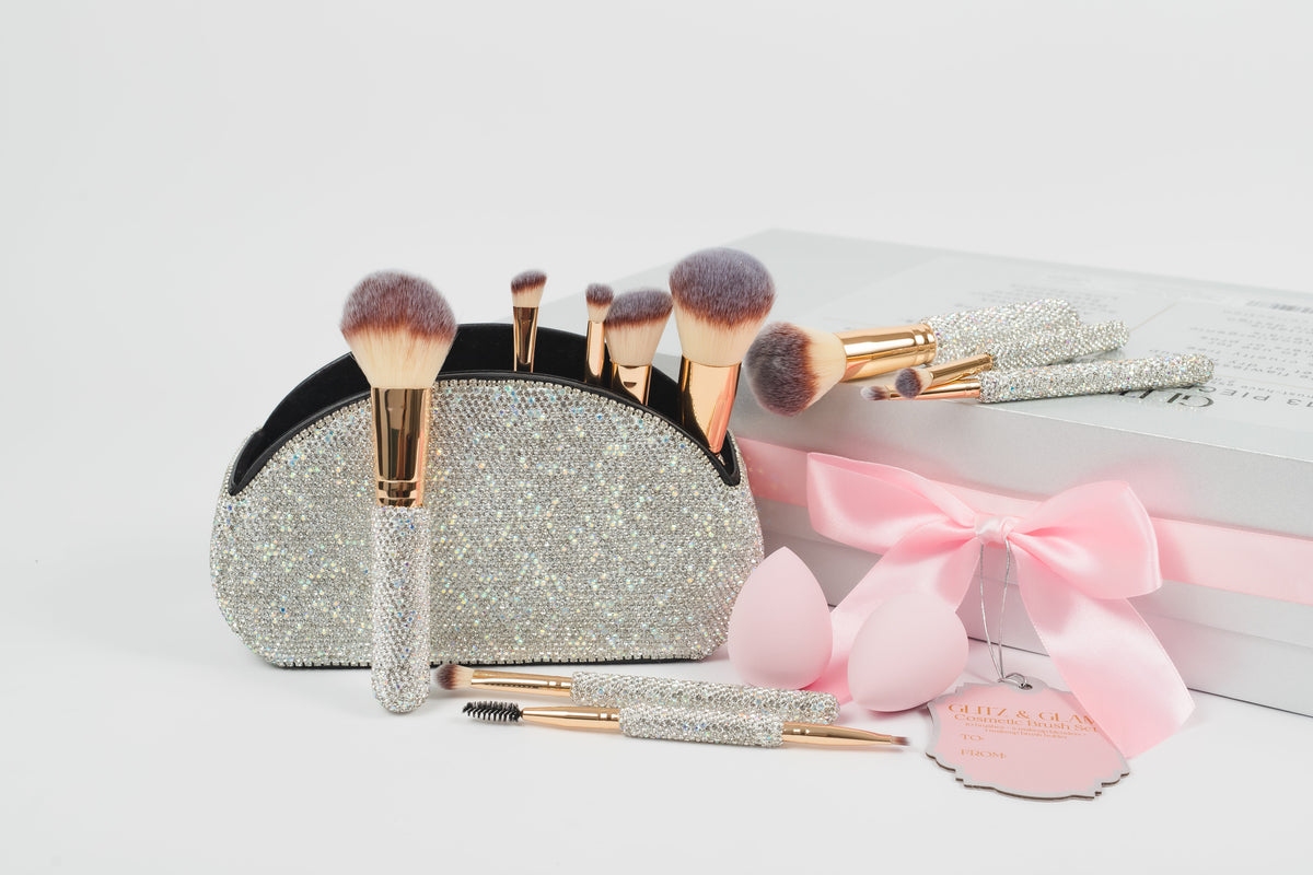 Silver Bling 13pc makeup brush set GG4673