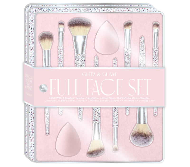 PRE ORDER | Chunky Silver Tin Glitz & Glam | 10pc Essentials Collection Brush Set | GG4757