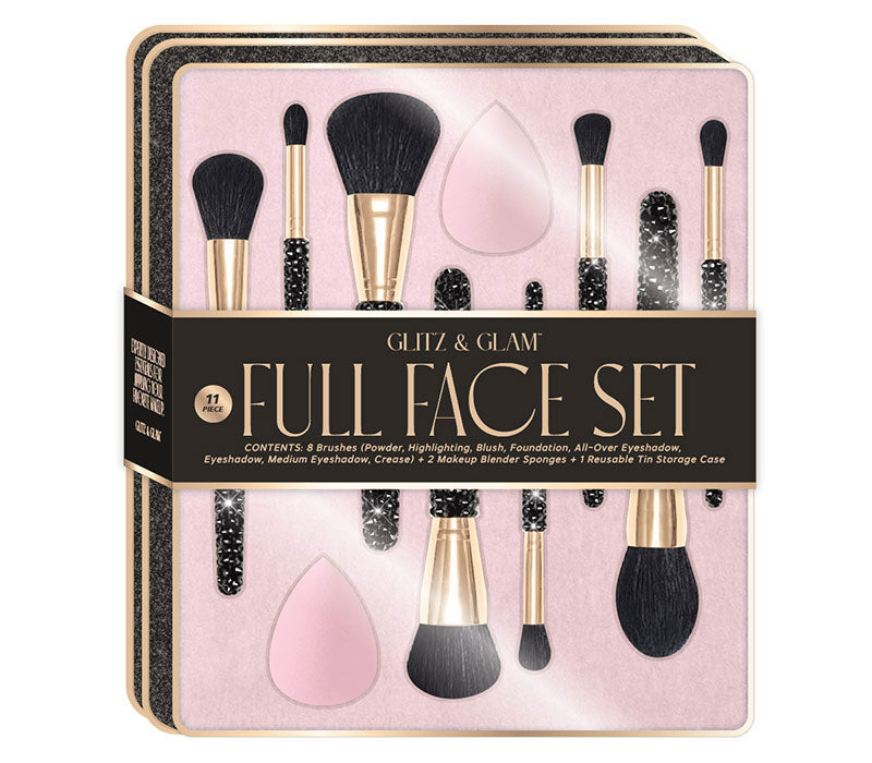 PRE ORDER | Chunky Black Tin Glitz & Glam | 10pc Essentials Collection Brush Set | GG4759