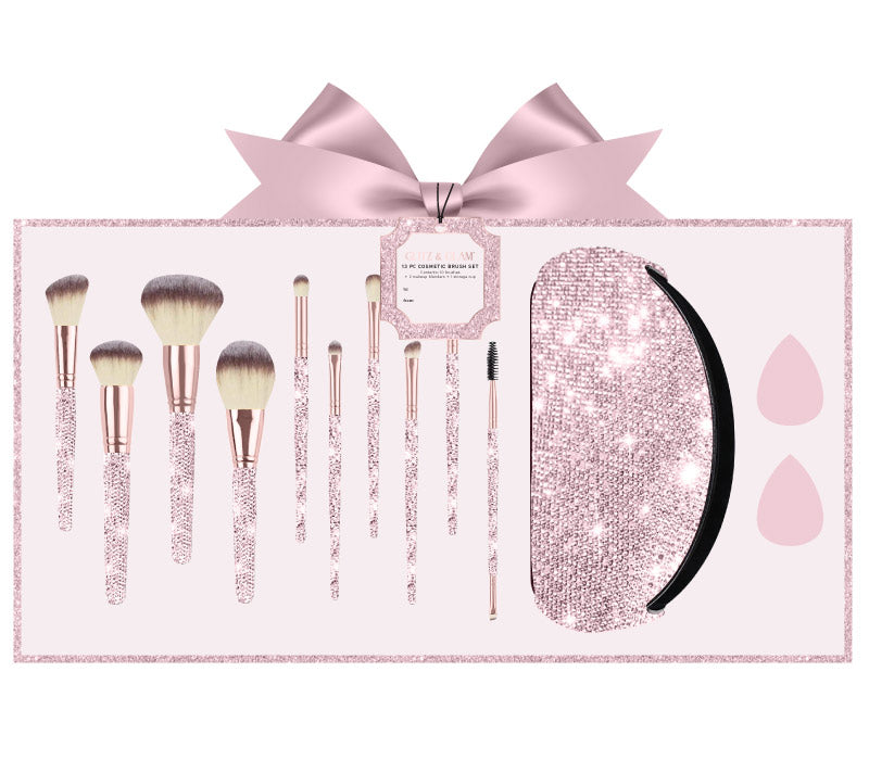 PRE-ORDER | LIGHT ROSE BLING Glitz & Glam | 13pc Makeup Brush Set |  GG4867