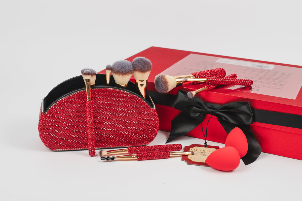Red Bling 13pc makeup brush set GG4868
