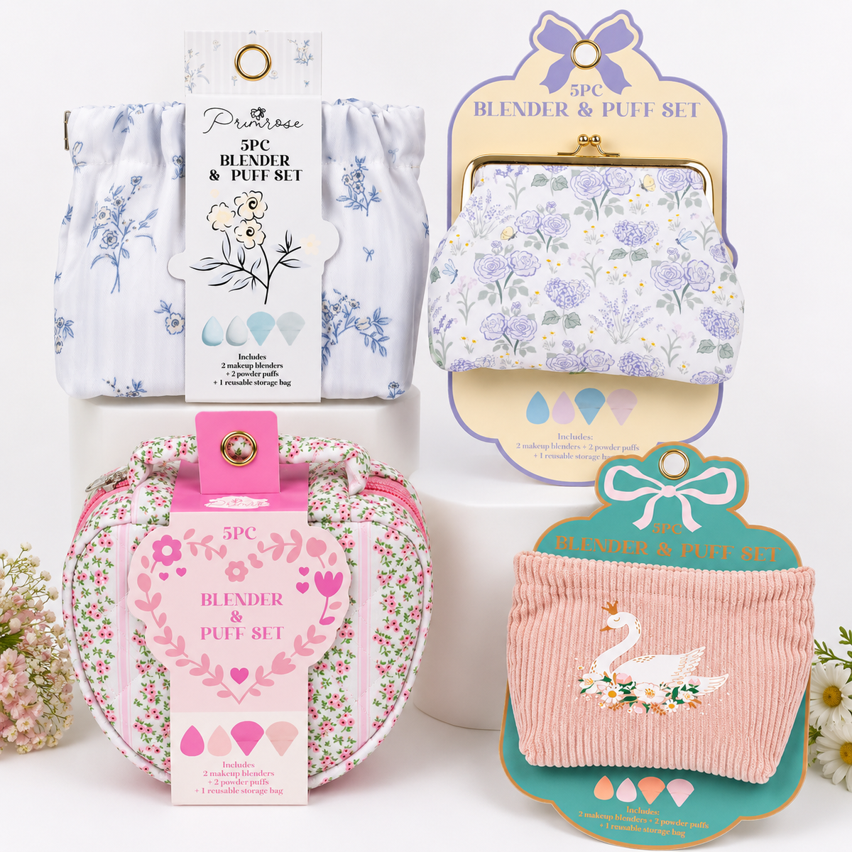 Primrose 5pc Powder Puff & Blender Set