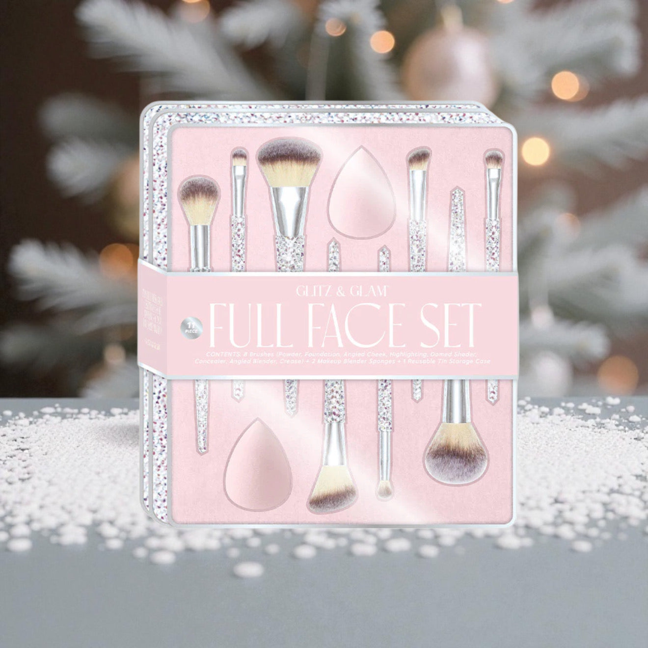 PRE ORDER | Chunky Silver Tin Glitz & Glam | 10pc Essentials Collection Brush Set | GG4757