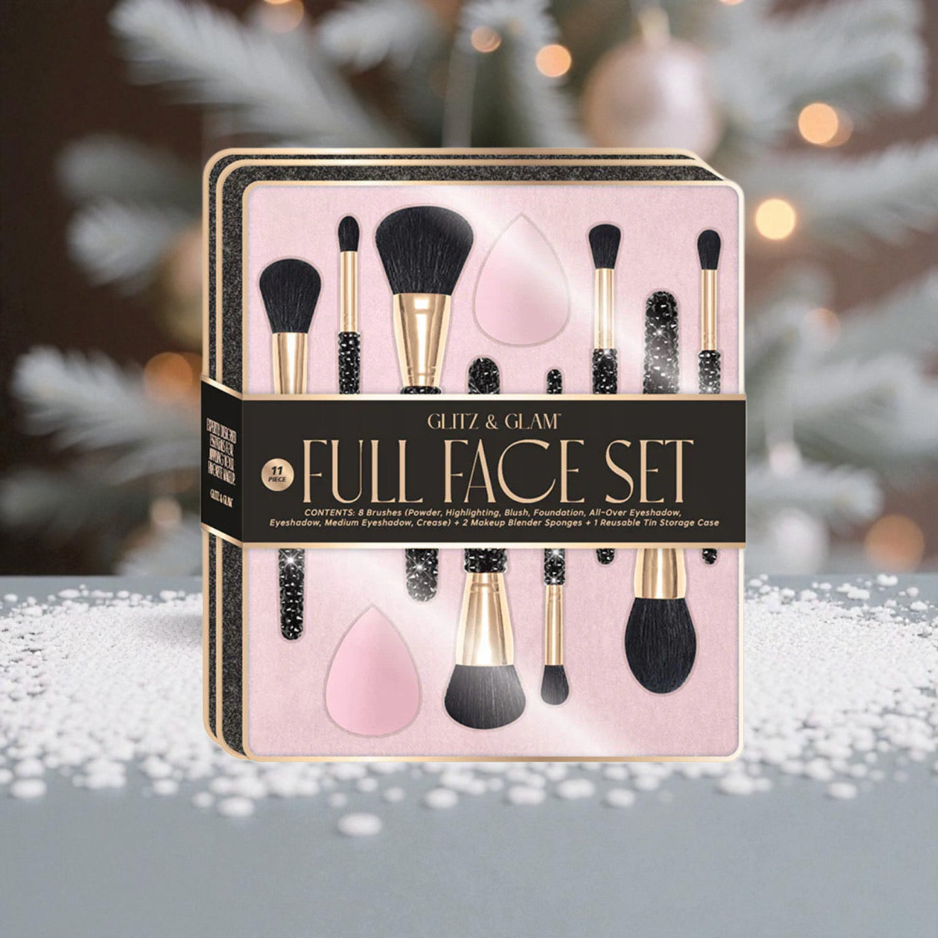 PRE ORDER | Chunky Black Tin Glitz & Glam | 10pc Essentials Collection Brush Set | GG4759