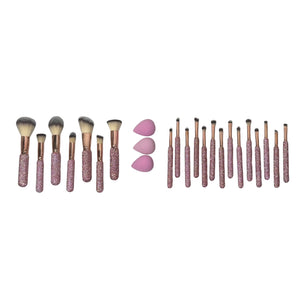 PINK BLING Mega Glitz & Glam | 25pc Essentials Collection Brush Set | MU0309