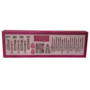 Heartstopper PINK AND SILVER Glitz & Glam | 28pc Essentials Collection Brush Set | MU1639