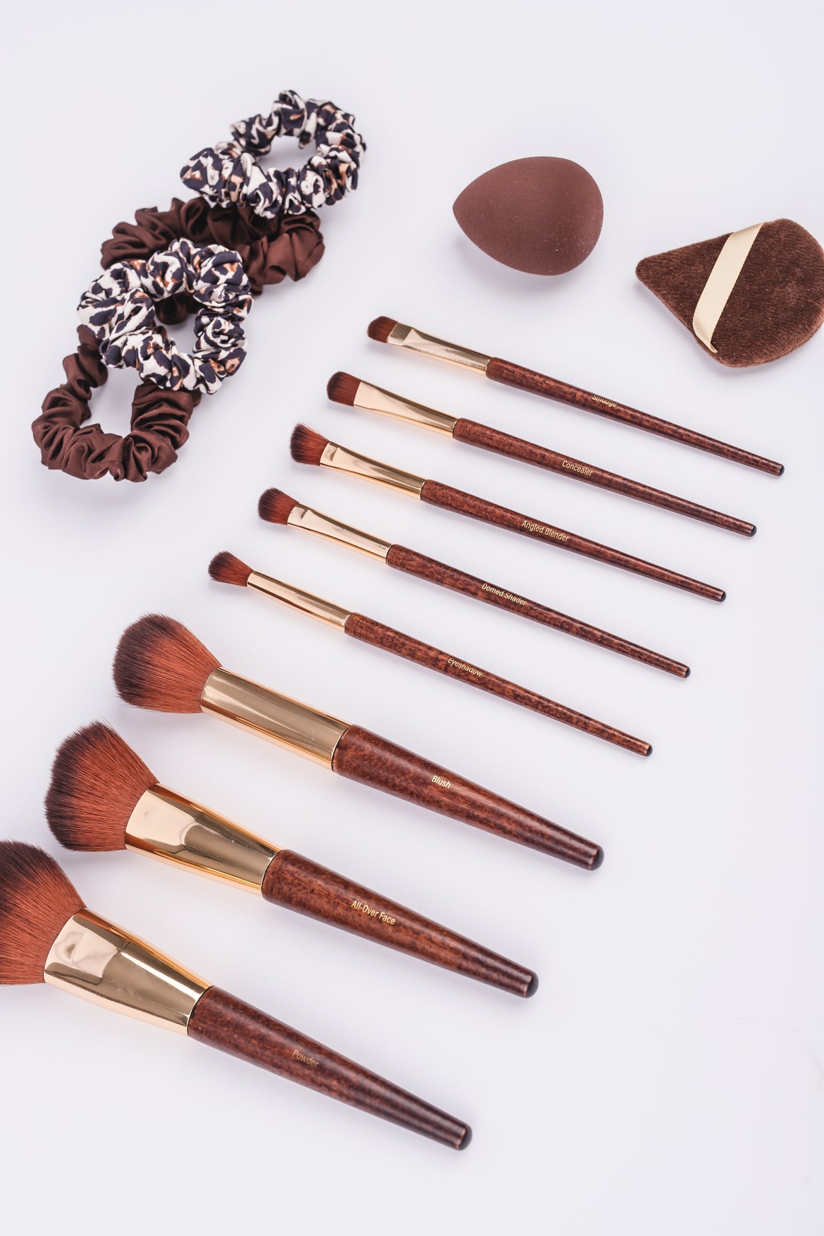 14pc Leopard Wood Makeup Brush Sets