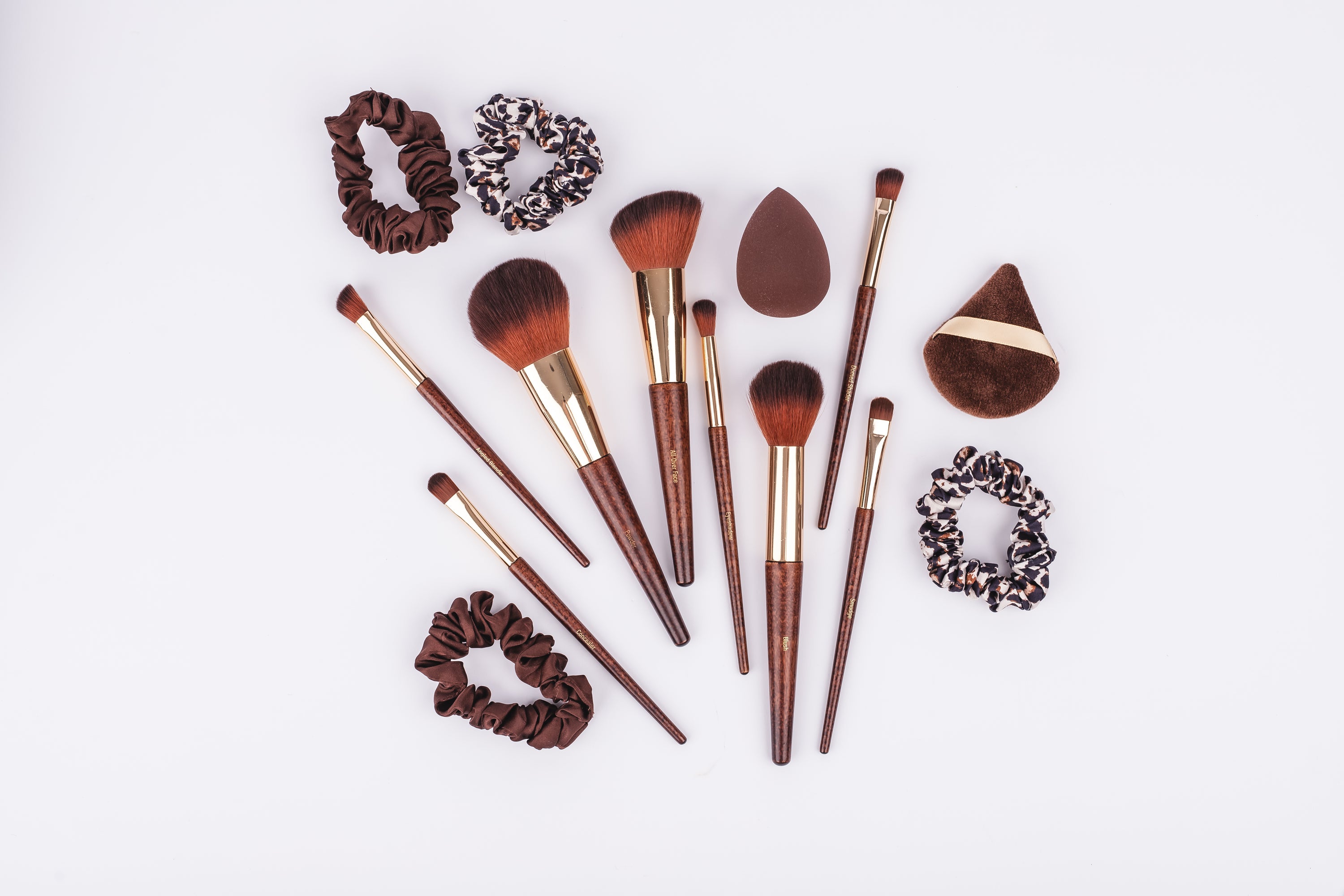 15pc Leopard Wood Makeup Brush Set | OL1225