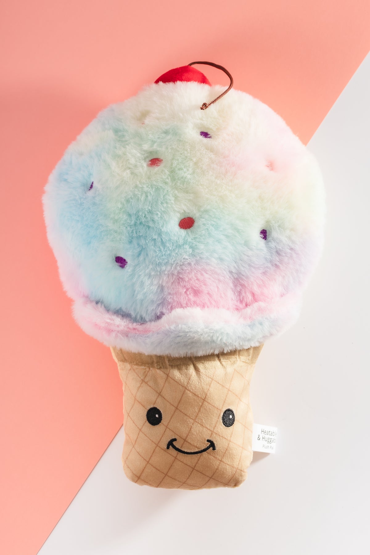 Ice cream cone plush heat pad, styled view