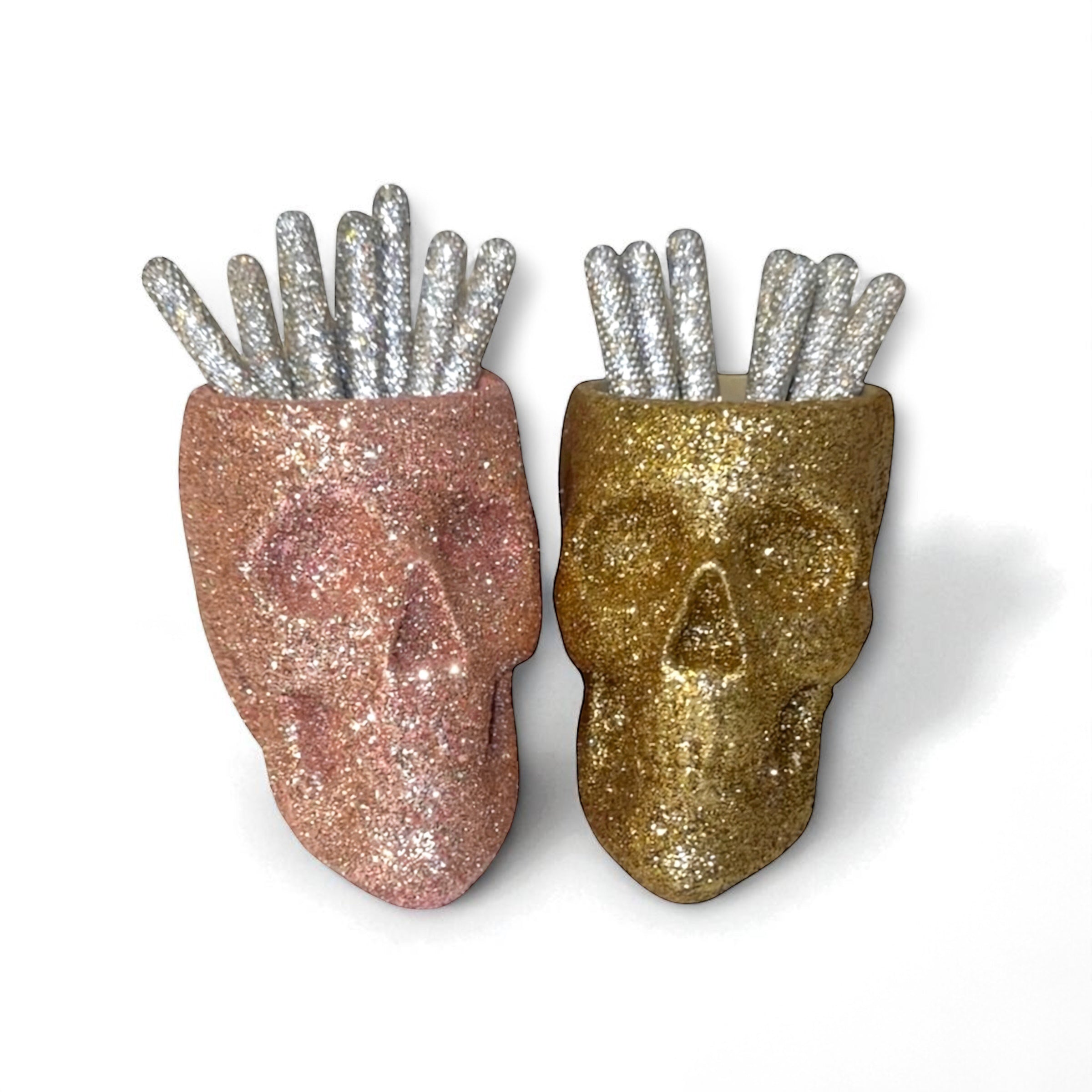 Glitter Skull Makeup Brush Holder
