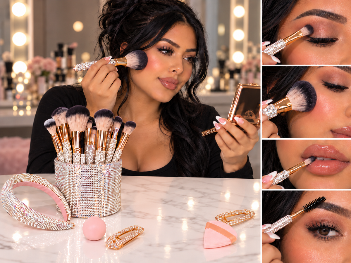 SILVER/PINK Glitz & Glam | 29pc Essentials Collection Brush Set | MU9887