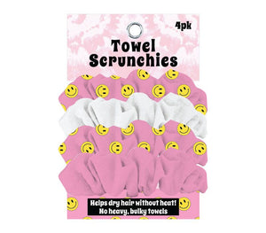 Pink Smiley Towel Scrunchies