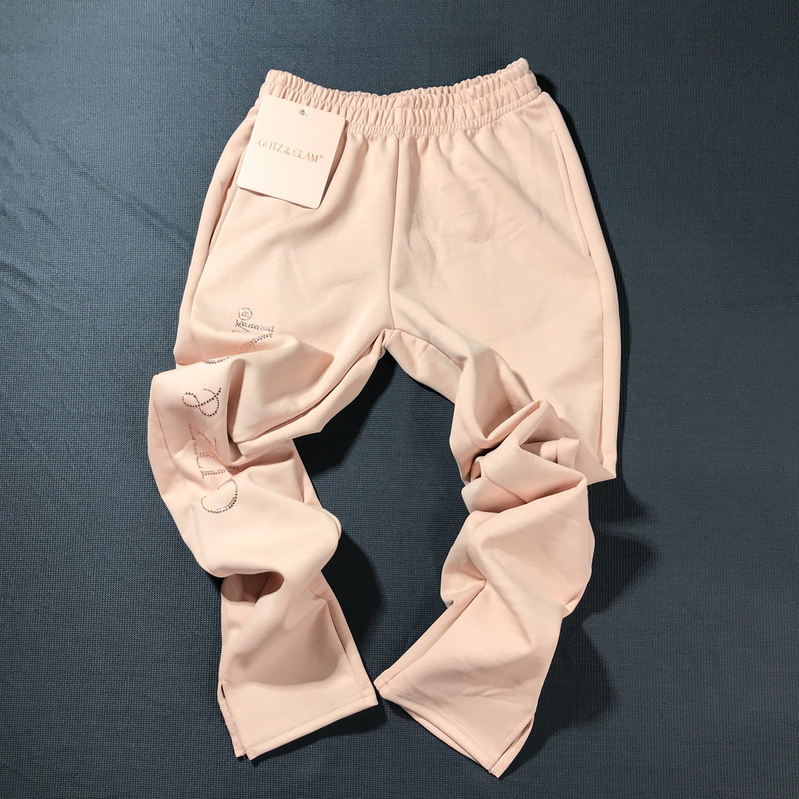 Glitz & Glam Open Leg Jogger with Slit | Pink