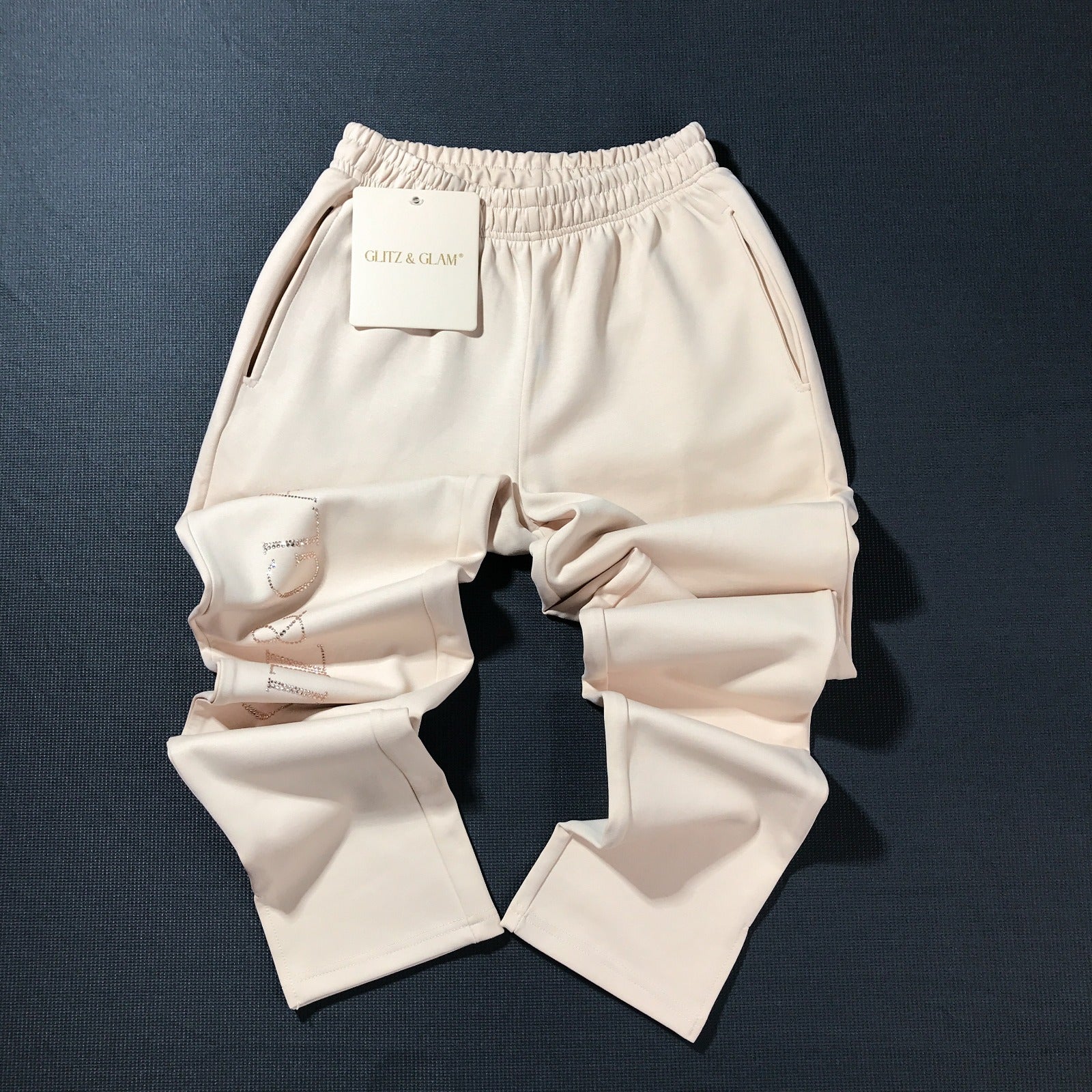 Glitz & Glam Open Leg Jogger with Slit | Champagne