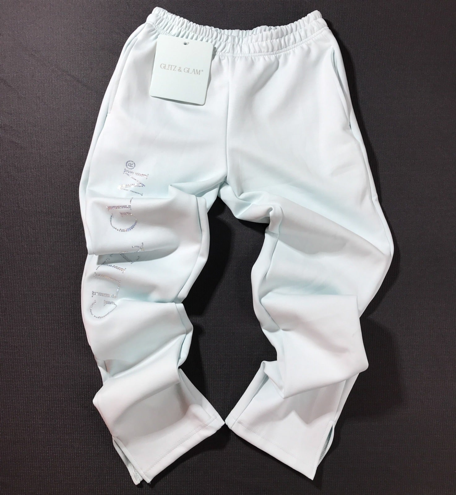 Glitz & Glam Open Leg Jogger with Slit | Icy Blue