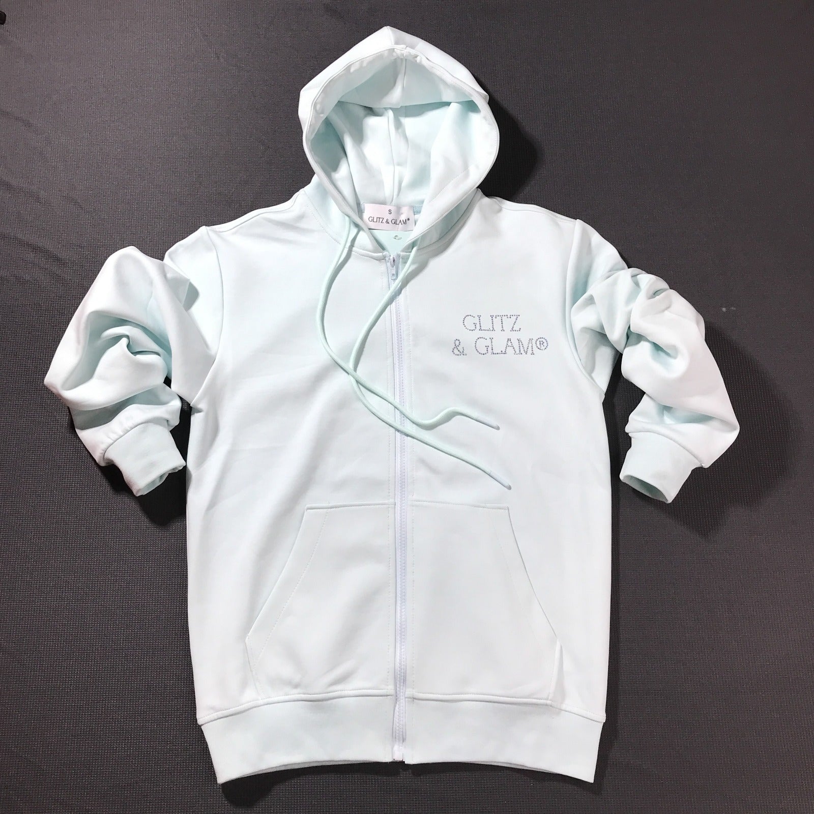 Glitz & Glam Zip Up Hoodie | Icy Blue