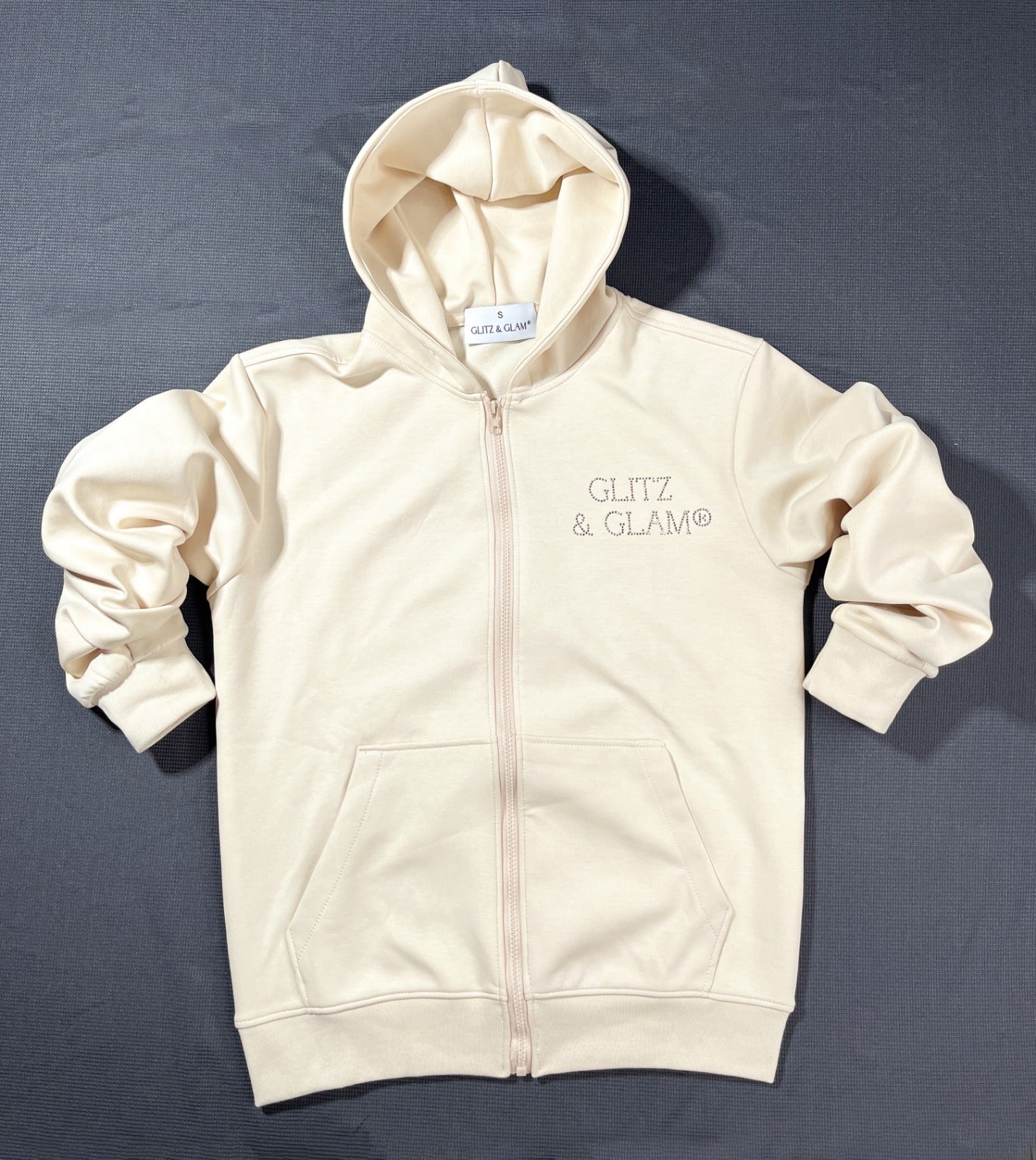 Glitz & Glam Zip Up Hoodie | Champagne