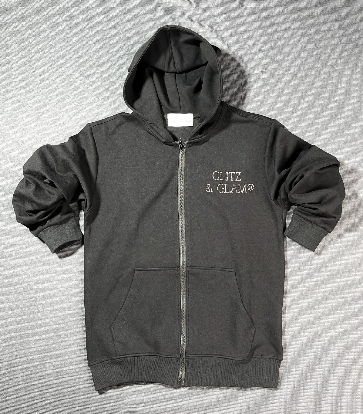 Glitz & Glam Zip Up Hoodie | Black