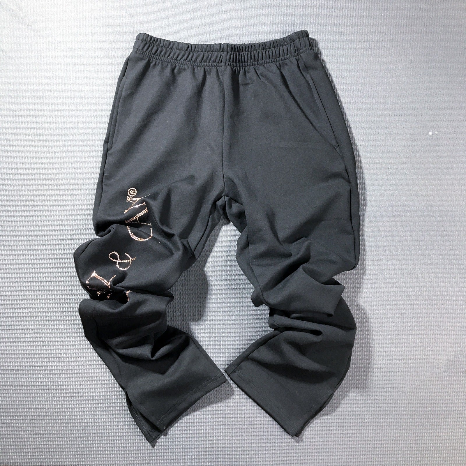 Glitz & Glam Open Leg Jogger with Slit | Black