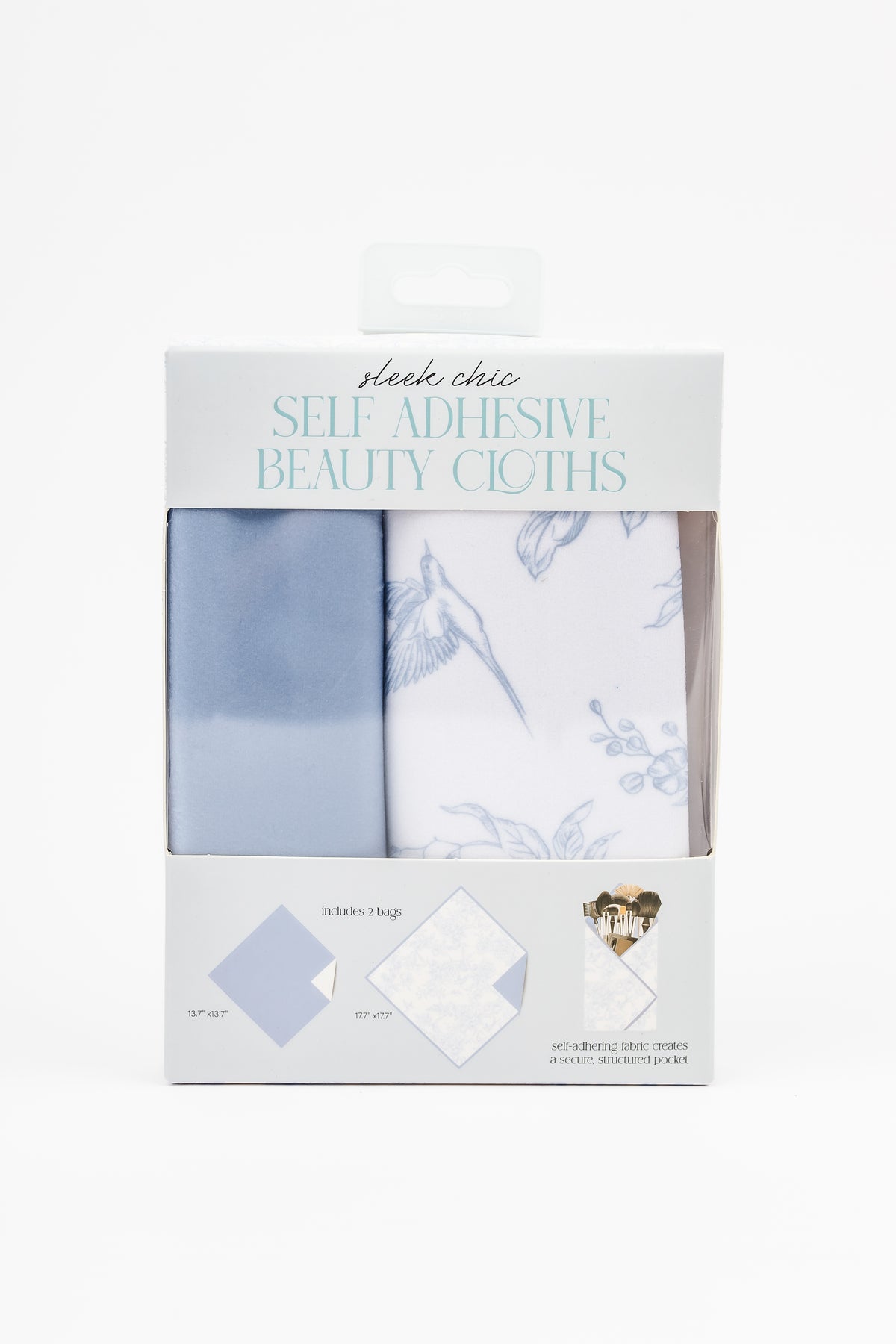 Sleek Chic Self Adhesive Beauty Cloths | Blue Vintage Flowers & Birds (2 Pack)