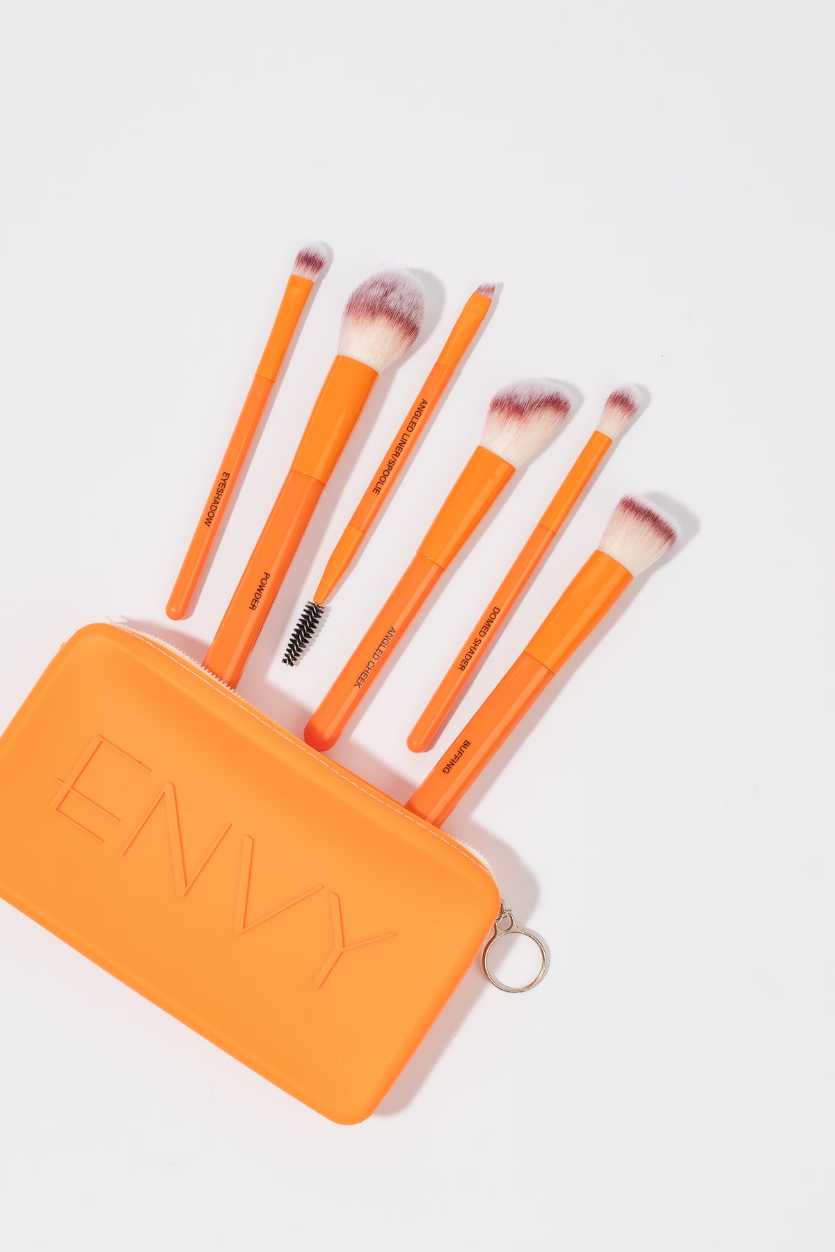 Orange Sorbet ENV18891 case with six matching makeup brushes