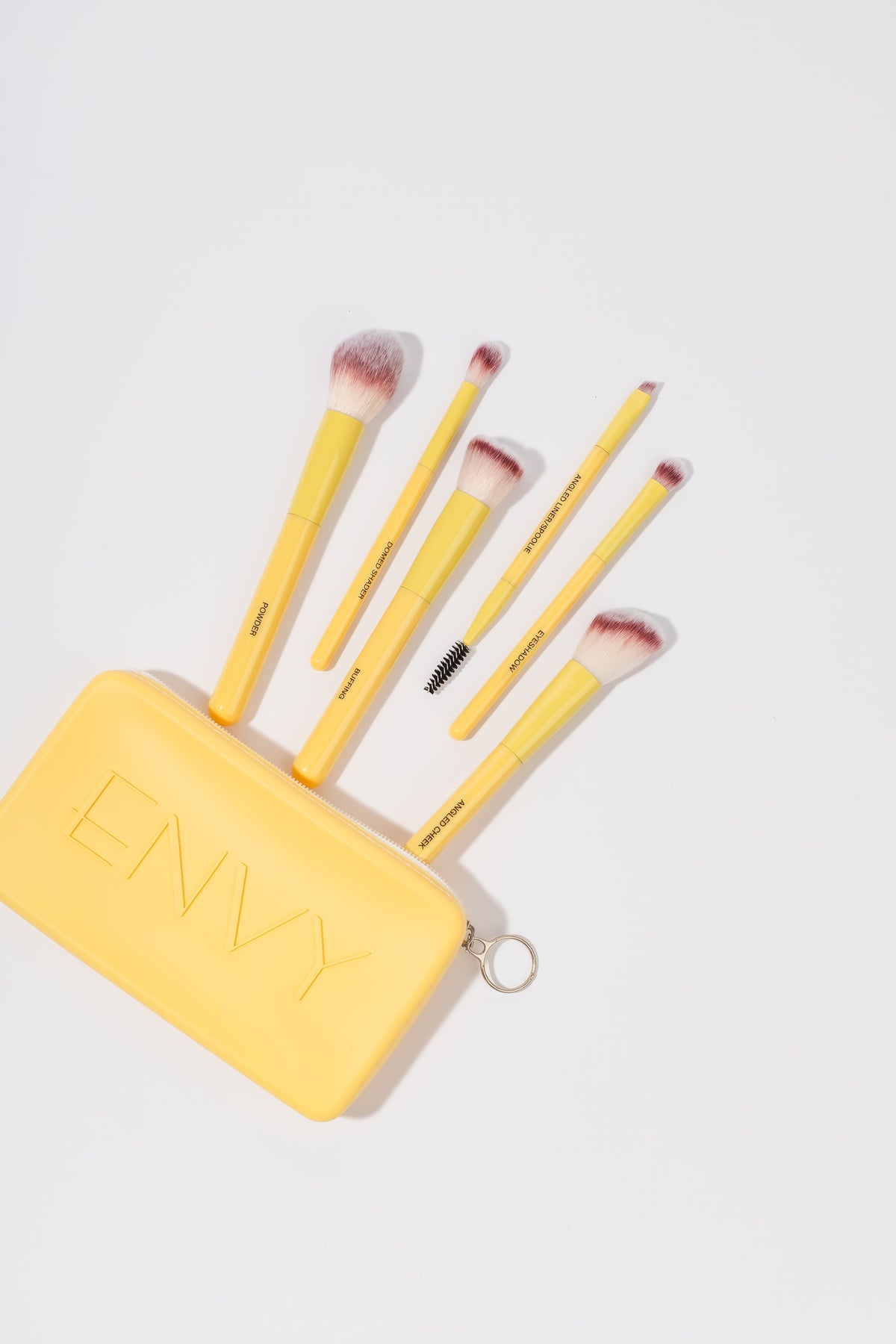 Lemon Drop ENV18894 case with six matching makeup brushes