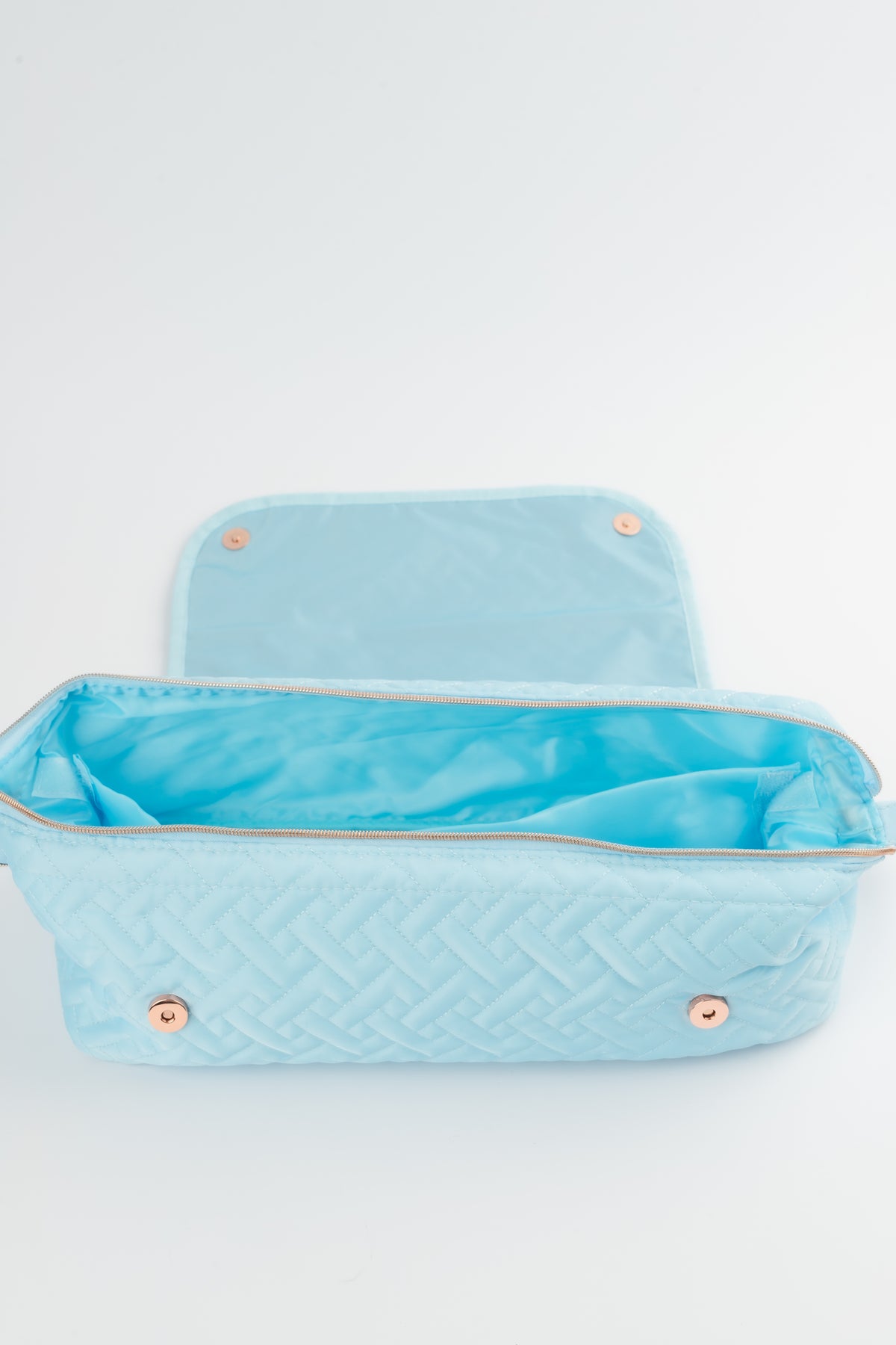 Delicate Blue Envy hair tool bag opened to show heat resistant mat