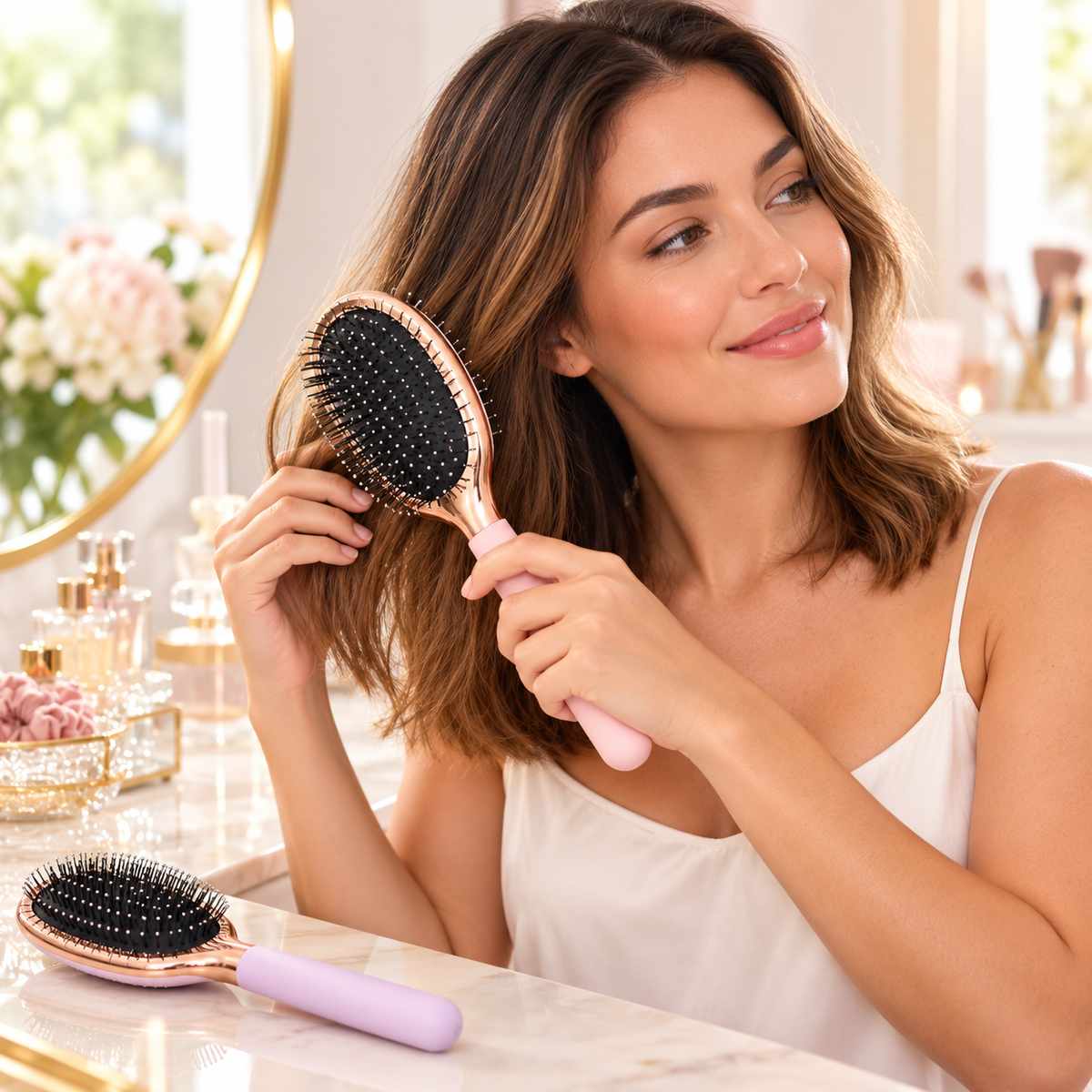 Envy Soft Touch Hair Brush in use