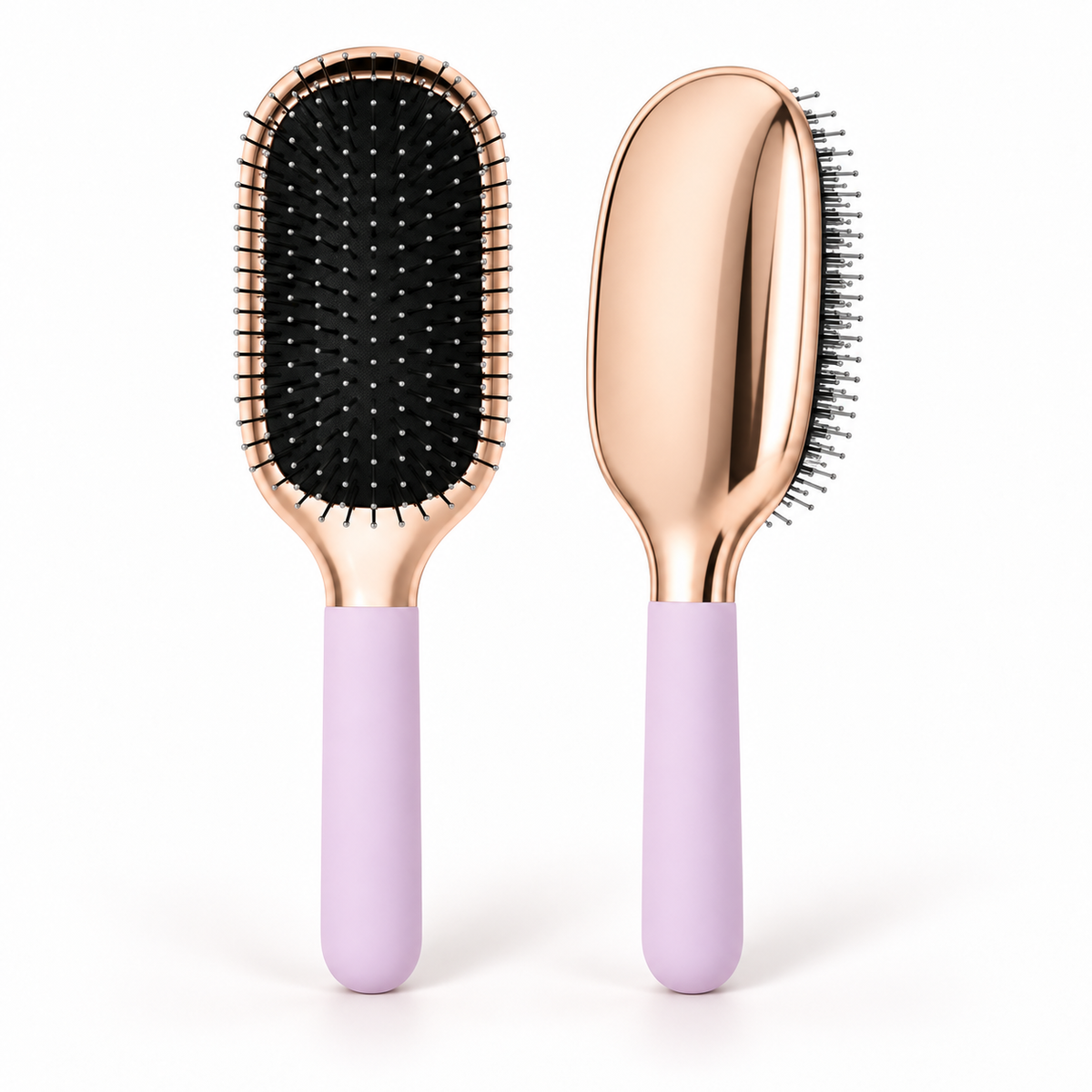 Lavender Envy Soft Touch Hair Brush, front and back, ENV509