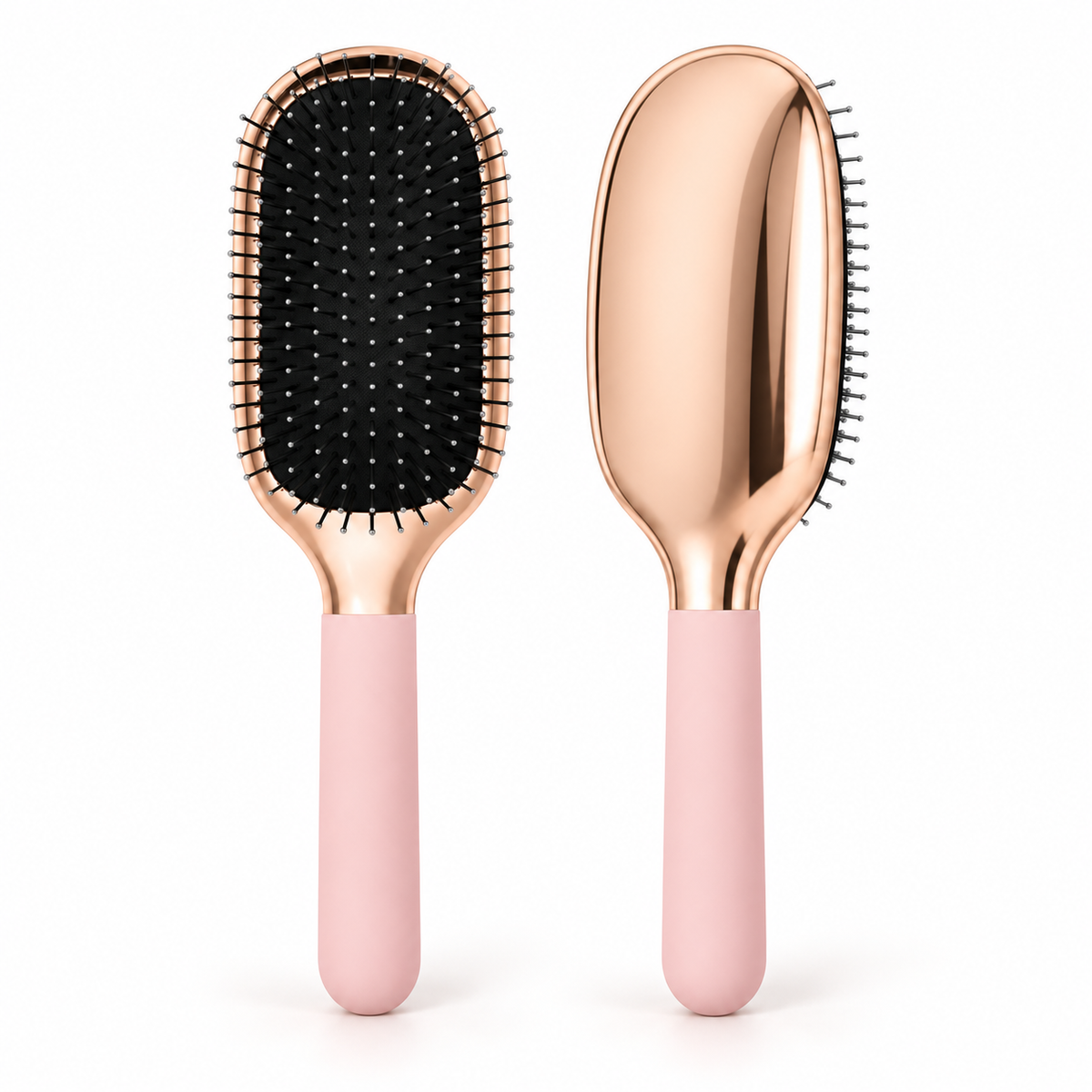 Pink Envy Soft Touch Hair Brush, front and back, ENV508
