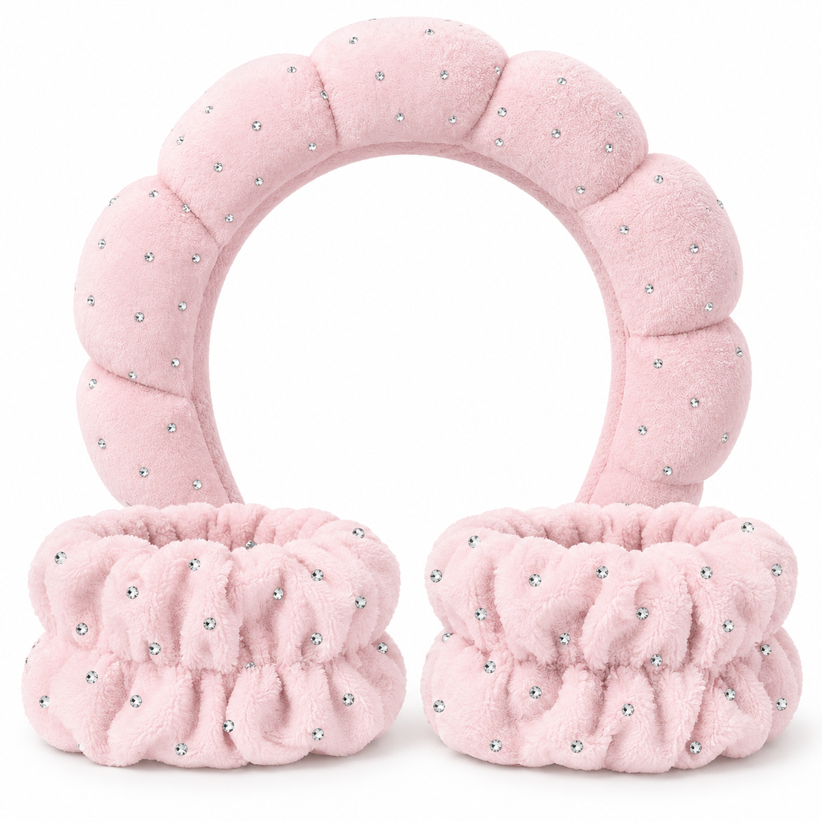 Glitz & Glam Pink Bling Facial Cleanse Set with headband and two wristbands